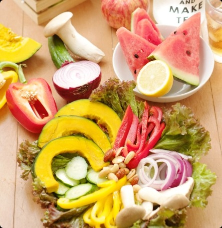cut fruit and tea